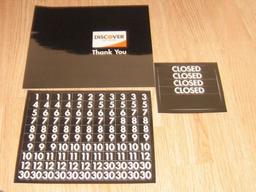 Store Drive Thru Window Decal- Hours  Credit Card Discover, Visa, Mastercard