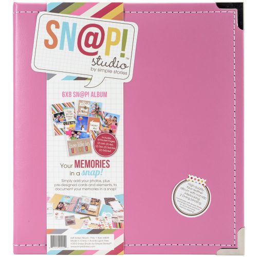 Sn@p! Leather Binder 6 Inch X 8 Inch-Pink 817254014222
