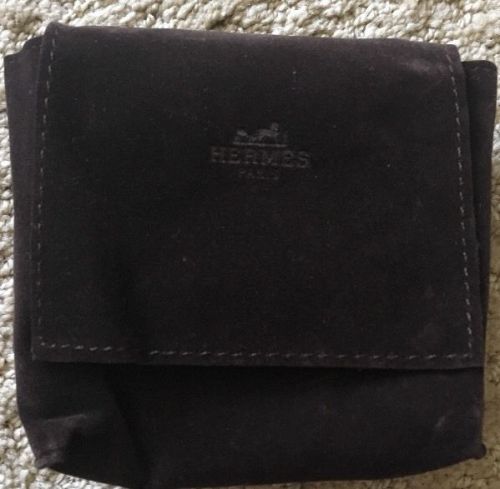 Authentic Hermes Paris Velvet 4&#034; Fold Over Pouche Jewelry Gift Bag/Dust Bag