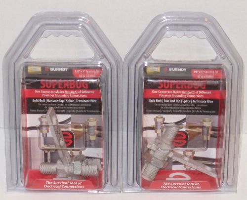 2 (Two) - Burndy SB252TCCS Superbug 3/8&#034;&#034; x 1&#034; Spacing for #2 1/0 Wire NEW