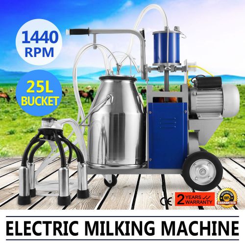 Electric Milking Machine Farm Cows 25L Bucket 304 Stainless Steel Milker 1440RPM