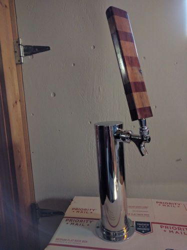 Single Tap Stainless Steel Draft Beer Kegerator Tower with Wood Handle, 3&#034; Dia.