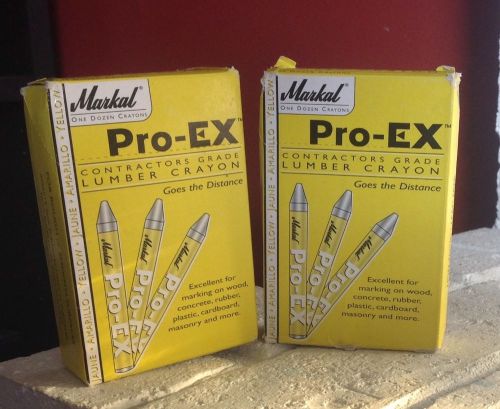 Markal Pro-Ex Contractors Grade Lumber Yellow Crayons - 2 Boxes of 12
