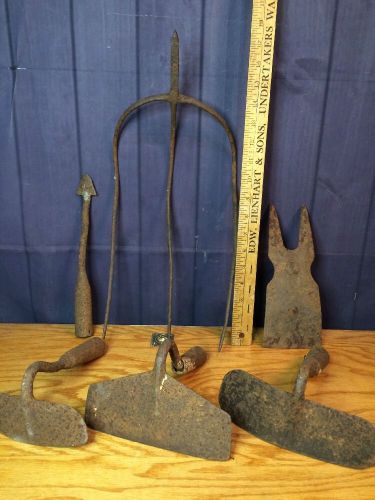 Antique Farm Tools Lot Rusty Pitch Fork, Hoe,etc - Garden Art Decor