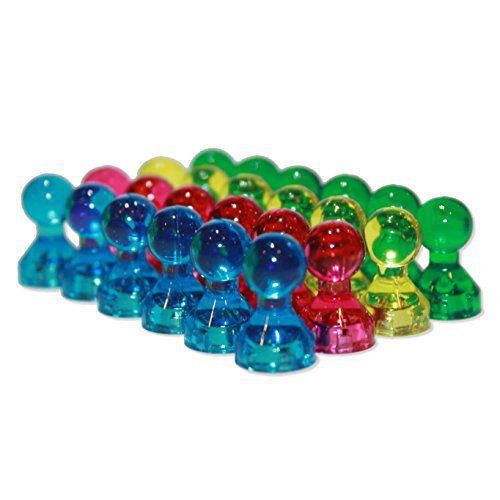 Set Of 24 Assorted Color Pushpin Magnets - Each Can Hold Up To 6 Pieces Of Paper