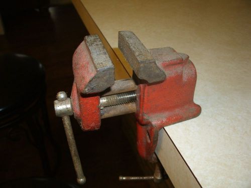 Antique Cast Iron Bench Vise Small Size  Estate Mechanic Metal W/Anvil