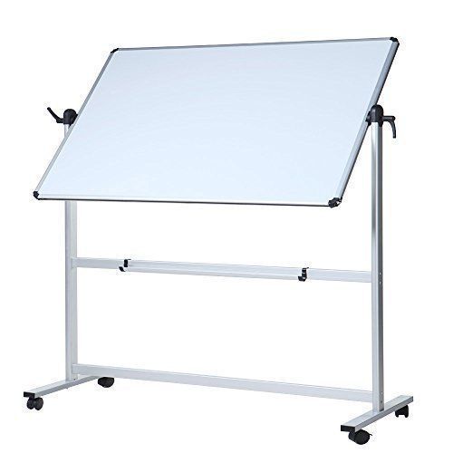 VIZ-PRO Double-Sided Magnetic Mobile Whiteboard, Aluminium Frame &amp; Stand
