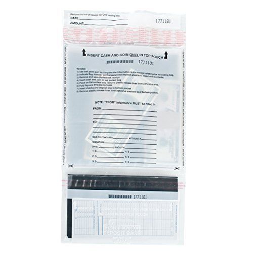 BankSupplies Dual Pocket White Transaction Bags - 9 x 17 - Box of 100 Bags