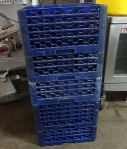 Lot of 2 16 compartment blue dishwashing/holding/storage racks #1520 for sale