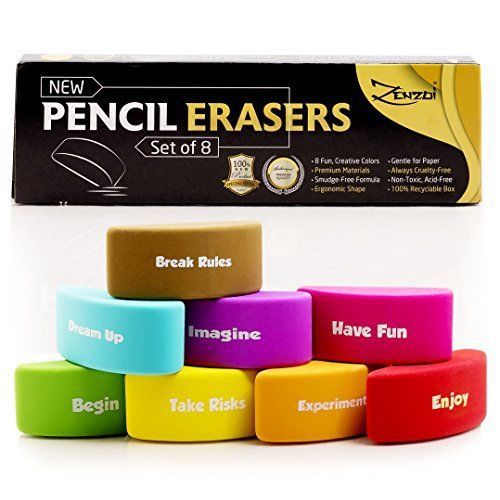 Pencil Erasers Block Eraser Bulk for Drawing Pencils | Set of 8