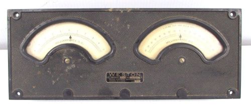 VINTAGE WESTON ELECTRICAL 456 MILLAMPERES DC METER DOUBLE GAUGE