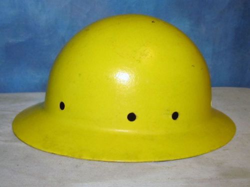 Vintage FIBRE METAL SUPERGLAS Yellow Pith Hard Hat Hardhat Miner Safety J235