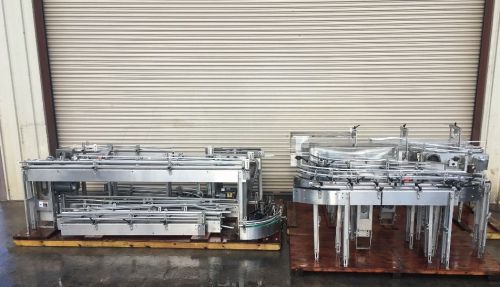 3.25” x 130’ of alliance stainless bottle conveyor,  table top bottling conveyor for sale