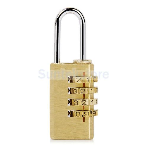 Brass 4 digit combination lock luggage suitcase bag resettable code padlock for sale