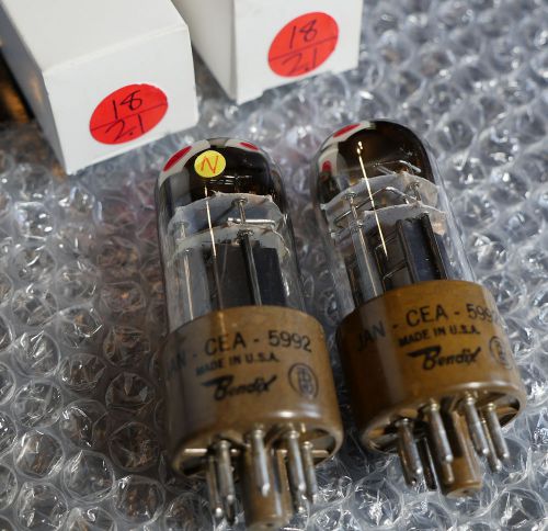 Pair (2) Bendix Military JAN CEA 5992 Radio/Audio Amplifier Tubes Strong 6V6GT