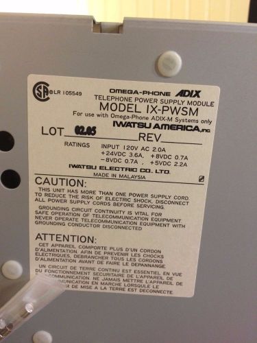 Used iwatsu ix-pwsm power supply adix m 040300 for sale