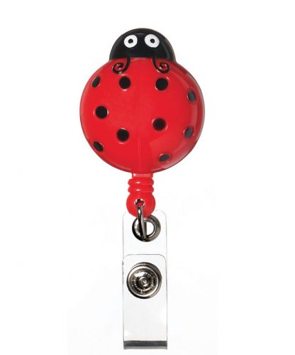 Retractable lady bug black red medical badge deluxe 3-d id tag clip holder new for sale