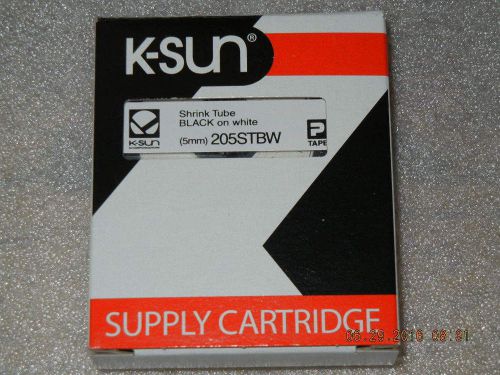 K-Sun 205STBW Shrink Tube BLACK on White Label Cartridge, Brand New
