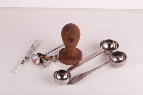 4  Barista Tools /Wood Tamper/Thermometer/Coffee Scoop/Tea Scoop