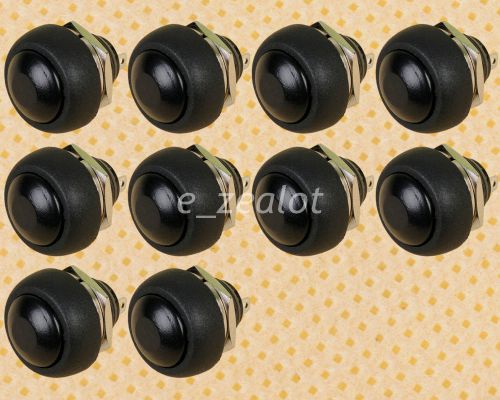 10pcs mini round 12mm waterproof lockless momentary push button switch black for sale
