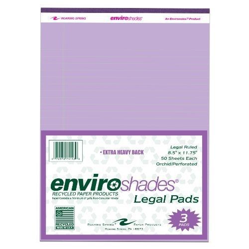 Roaring spring enviroshades 8.5&#034; x 11.75&#034; orchid legal pads, 3/pack for sale