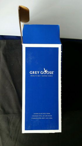 10 Grey Goose 3 pc New Shaker with frosted glass and strainer and shot glass