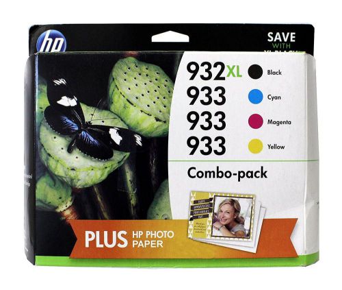 Hp 932xl/933 black  cyan/magenta/yellow original ink cartridges with media kit for sale