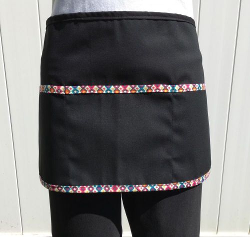 Black Southwest Trim Waitress waist apron 3 pocket restaurant Classyaprons Cafe