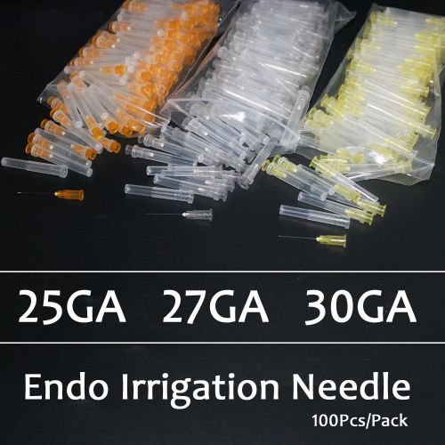 100Pcs/Pack Dental Root Endodontic Irrigation Rinse Needle Tips 25/27/30Ga Nus