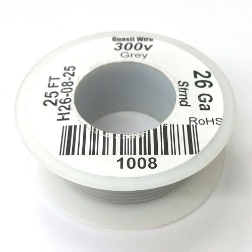 H26-08-25 ~ 26awg grey pvc insulated stranded 300 volt hook-up wire 25&#039; roll for sale