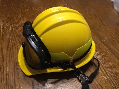 Bullard fh911cr with goggles, yel fire helmet, yellow, front brim for sale