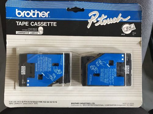 NEW Brother P-touch TC-10 tape cassette laminated labels 2-pack black on clear