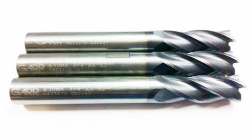 (Machinist Lot of 3) 3/4&#034; Garr Carbide TiALN 4 Flute Long End Mill *NR* (AA 246)