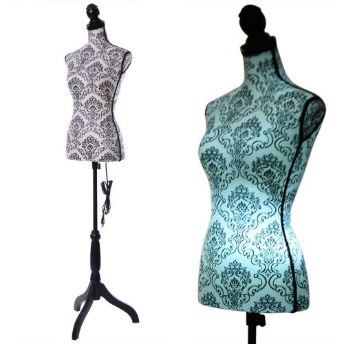 Led light female mannequin torso dress form display w/black tripod stand for sale