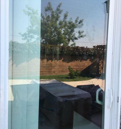 clear glass sliding door with lock