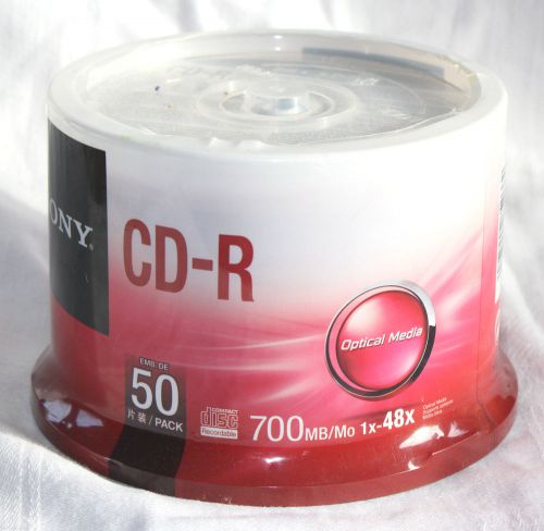 Sony blank cd-r 50 pack  1x-48x 700mb optical media disc with shrink wrap for sale