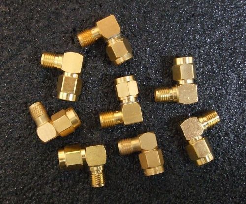 Qty 8  -  SMA Male to SMA Female 90 deg Right Angle RF Adapters - Gold Plated