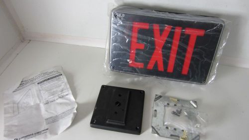 Lithonia Lighting Heavy Duty Exit Sign Red, Metal Base LVS 120/277 ELN