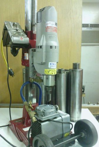 Milwaukee dymodrill core drill rig with vacuum pump and 7 bits - 8&#034; for sale