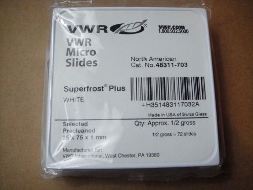 New pack VWR White Superfrost Plus precleaned 25x75x1mm micro slides 48311-703