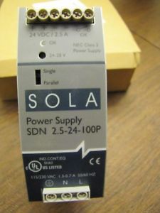 Sola/Hevi-Duty SDN2.5-24-100P DC Power Supply, 24 VDC, 2.5 Amp, 47-63 Hz