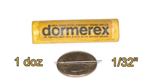 DORMEREX 1 Doz.  1/32&#034; Stub HSS Straight Shank Drill Bits DORMER NEW