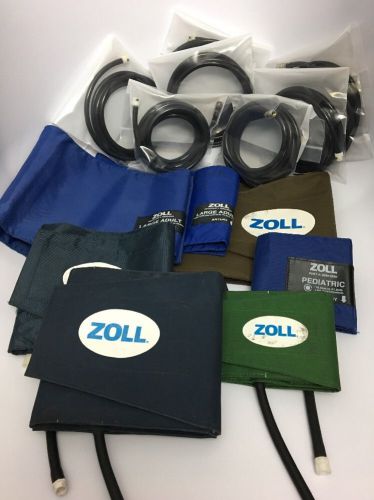 ZOLL E M R Blood Pressure Cuff NIBP, 7 Assorted Adult Child Pediatric &amp; 7 Hoses