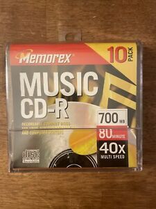 Memorex Music CD-R Recordable Blank CDs Write 40X 700 MB 80 min 10 Pack