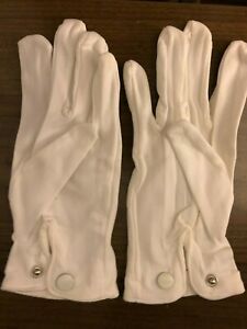 Vanguard Pull-On White Cotton Gloves, Wrist Snap, Academy, Police, Formal New