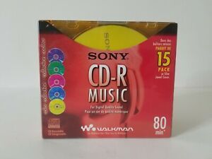 Sony CD-R Music 15 Pack 80 Min Discs W/Cases Color Collection New Sealed