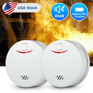 10 Years Smoke Alarm Detector Battery Powered Home Fire Safety Warning Alert