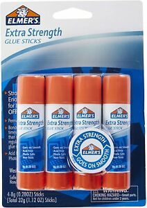 Elmer&#039;s-E5010 Extra Strength Glue Sticks, 0.28 4 Count, Standard Stick