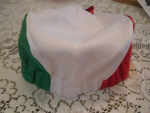 ITALIAN SKULL CAP BAKER CHEF COOK HAT WITH RED WHITE &amp; GREEN-ITALY COLORS-NEW