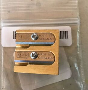 M&amp;R WEDGE BRASS PENCIL SHARPENER DOUBLE HOLE